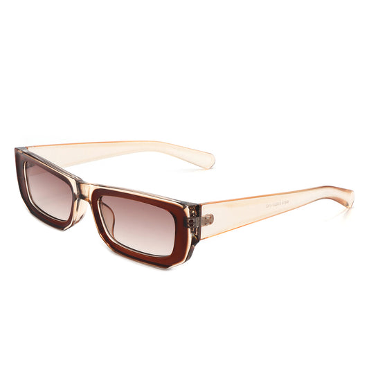 HS1188 - Rectangle Narrow Flat Top Fashion Tinted Slim Wholesale Sunglasses