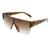 HS2051 - Square Retro Flat Top Rimless Oversize Sunglasses