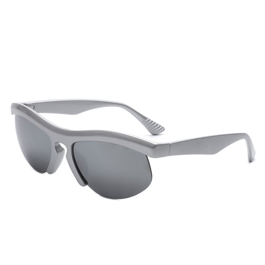 HS1184 - Rectangle Half Frame Sport Square Wholesale Sunglasses