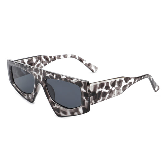 HS1094 - Rectangle Irregular Chunky Retro Geometric Sunglasses