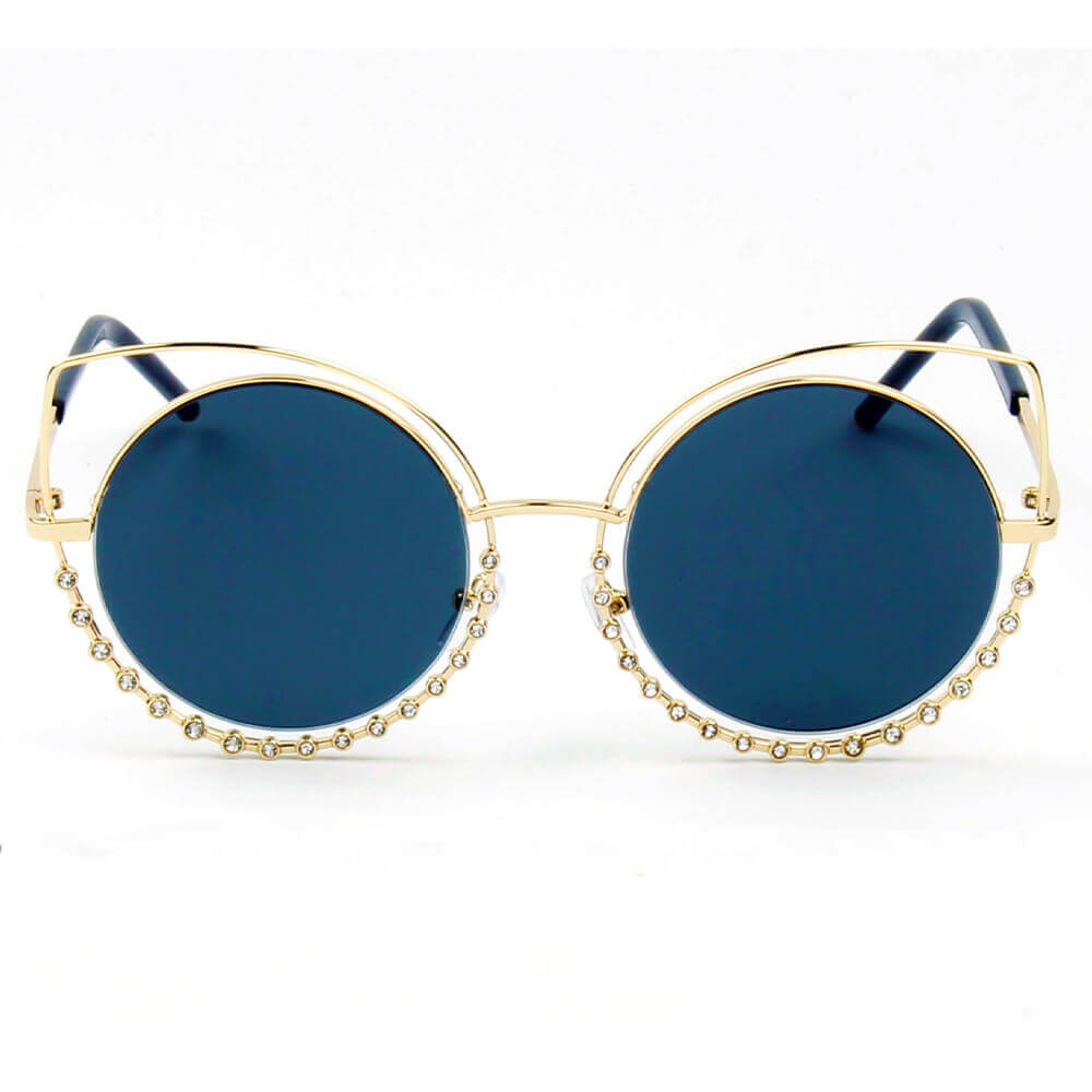 F1003-N - Retro Circle Round Metal Tinted Fashion Sunglasses - Iris Fashion