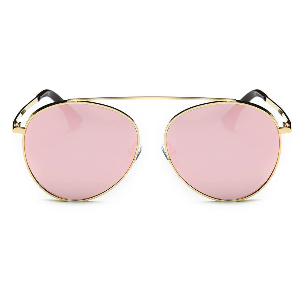 Criss Cross Vintage Aviators Luxury Steampunk Rappers Nola Sunglasses, Mirrored Pink / One Size