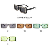 HS2020 - Rectangle Diamond Rhinestone Square Crystal Fashion Sunglasses