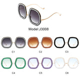 J3008 - Women Round Irregular Geometric Glitter Fashion Sunglasses