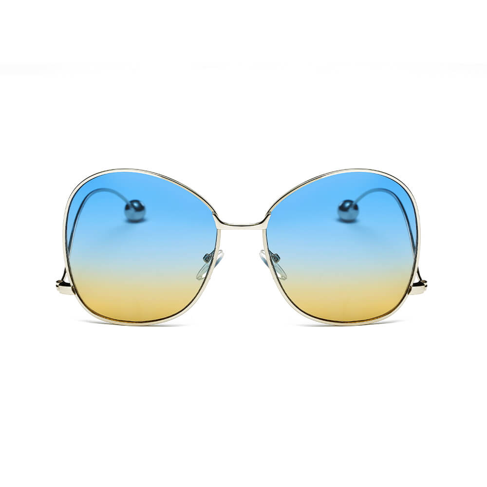 F1003-N - Retro Circle Round Metal Tinted Fashion Sunglasses - Iris Fashion